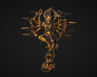 LIMITED ITEM - 8 Armed Of Lord Krishna Statue 18 Inch , Krishna Sculpture, Hindu God, Vintage Bronze Krishna, Hare Krishna
