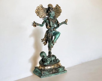 Bronzen Nataraja-standbeeld, hindoe-dansende Shiva-sculptuur (16,5 inch) 42 cm