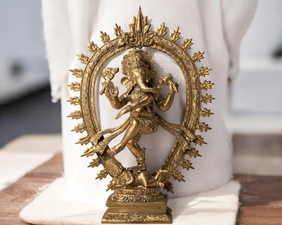 インド神様 ガネーシャブロンズ置物 ガネーシャ ゴールドブロンズ立像 インドの神様 夢をかなえるゾウ 開運