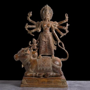 Kali Durga Statue 21 Inch / 53 cm, Durga Sculpture, Hindu God, Bronze Statue, Handicraft Statue, Indian God, Hindu God Brass, Birthday Gift