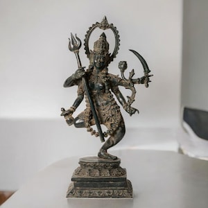 Mahakali 16.5 Inch / 42 cm , Hindu God figurine , Bronze Kali Statue, Goddess Kali Statue, Lord Parvati, Durga , Hindu goddess statue