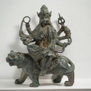 Goddess Kali Statue 8.5 Inch / 21 cm , Antique Mahakali , Hindu God , Kali Statue, Parvati, Durga , Hindu goddess statue, Bronze Sculpture