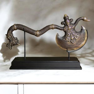 Bronze Hindu Phurba Axe, God Weapon, Room Decor (20 Inch)