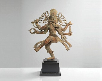 Dancing Shiva Nataraja Statue, Brass Hindu God, Room Decor (10 Inch)