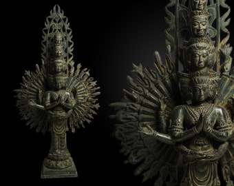 Bronze Avalokiteshvara Statue, Thousand Arms Buddha, 26 Inch