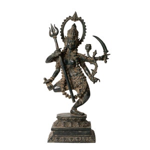 Mahakali 16.5 Inch / 42 cm , Hindu God figurine , Bronze Kali Statue, Goddess Kali Statue, Lord Parvati, Durga , Hindu goddess statue Dark Green