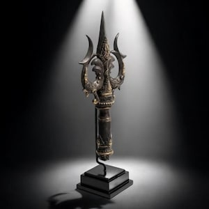 Shiva's Trishul 18,5 inch/47 cm, tempeldecor, Indiaas huishoudartikelen, godswapen, huwelijkscadeau, jubileumcadeau, huisdecor, cadeau-idee