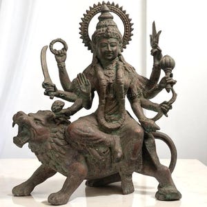 Mahakali 14 Inch / 35 cm, Hindu God, Antique MahaKali Statue, Goddess Kali Statue, Parvati, Durga , Hindu goddess statue, Bronze Sculpture