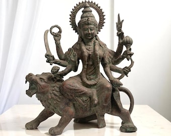 Mahakali 14 Inch / 35 cm, Hindu God, Antique MahaKali Statue, Goddess Kali Statue, Parvati, Durga , Hindu goddess statue, Bronze Sculpture