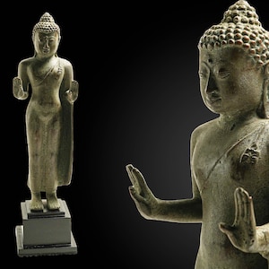 Buddha Figurine 12 Inch / 30 cm, Buddha Statue, Buddha Bronze, Anniversary, Wedding Decor, Housewarming, Gift Idea, Office Decor, Modern Art