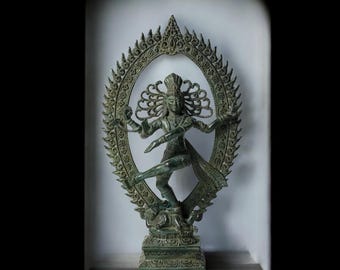 Bronze Shiva Nataraja Statue, Hindu Decor, 15.5 Inch
