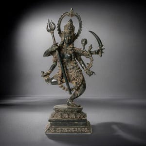 Bronze Mahakali Statue, Hindu Goddess Idol, Durga Parvati Form, Spiritual Decor