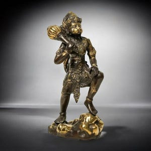 Messing Hanuman-beeld, hindoegod van kracht, 12 inch