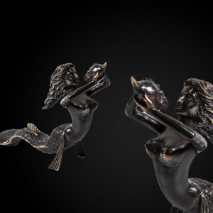 Mermaid Bronze Statue 5.5 Inch / 14 cm, Balinese Mermaid, Mermaid Figurine, Matsya Mermaid, Office Decor, Room Decor, Gift Idea