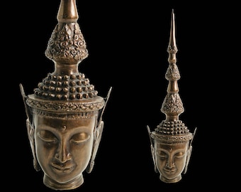 Bronze Buddha Head Sculpture, Room Decor (19.5 Inch)