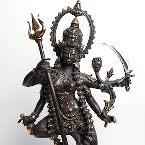 Mahakali 16.5 Inch / 42 cm , Hindu God figurine , Bronze Kali Statue, Goddess Kali Statue, Lord Parvati, Durga , Hindu goddess statue Black