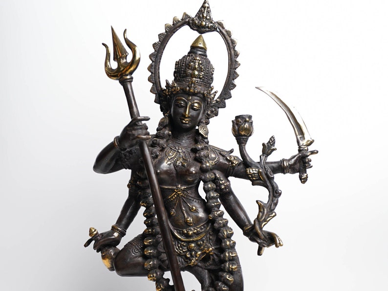 Mahakali 16.5 Inch / 42 cm , Hindu God figurine , Bronze Kali Statue, Goddess Kali Statue, Lord Parvati, Durga , Hindu goddess statue Black