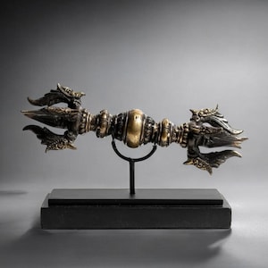 Bronze Vajra Dorje Thunderbolt, Spiritual Home Decor (7 Inch)