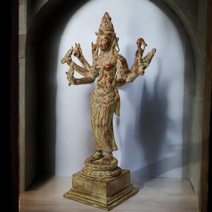 Estatua de bronce de la diosa Parvati bailando, decoración para habitación hindú (20,5 pulgadas)