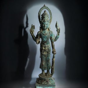 Lord Vishnu Statue Hindu God 13 Inch / 33 cm, Vishnu Figurine, Vishnu sculpture, Bronze Brass Sculpture Spiritual Figure Collectable Art
