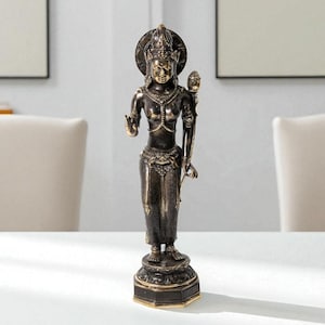 Statue de Tara en bronze - Style Java antique, figurine Devi indonésienne 17,5 pouces / 44 cm