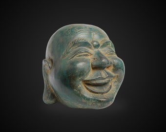 Buddha Head Brass 9.8 Inch / 24 cm, Head bronze, Head Figurine, Head sculpture, Figurine, Happy Face, Brass Art, Meditation, Feng Shui