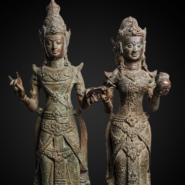 Bronze Statue von Rama und Sita Paar 17 Zoll / 43 cm, Raumdekor, Hausdekor, Geburtstagsgeschenk, Rama und Sita Skulptur