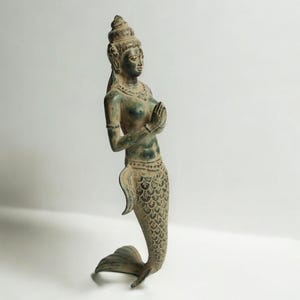 Suvannamaccha 10.8 inch / 27 cm, Balinese Mermaid Figurine, Hindu Mermaid, Matsya mermaid, Matsya lord, cooper figurine, lord figurine