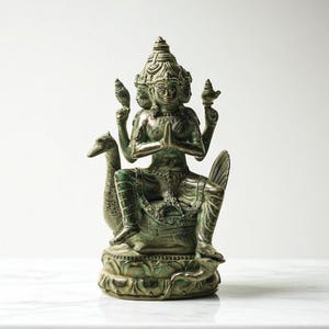 Lord Brahma Sitting on Goose 12 Inch / 30 cm, Brahma Figurine, Brahma Sculpture, Brahma Bronze, Room Decor, House Decor, Birthday Gift