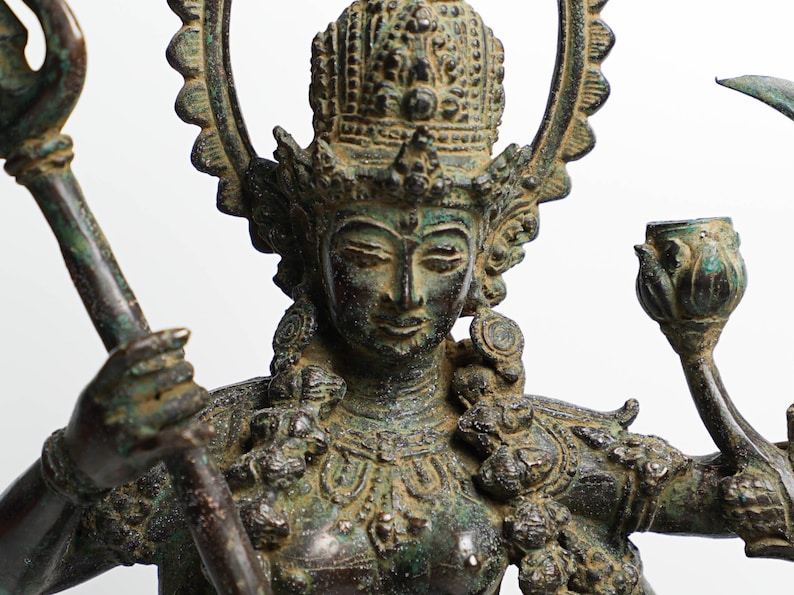 Mahakali 16.5 Inch / 42 cm , Hindu God figurine , Bronze Kali Statue, Goddess Kali Statue, Lord Parvati, Durga , Hindu goddess statue image 5