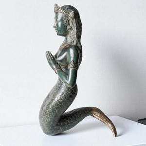 Mermaid Decor 20 inch / 50 cm, Mermaid Statue devi, Mermaid Figurine, Sculpture Mermaid, Brass Mermaid,  Yoga Sculpture, Sea Goddess