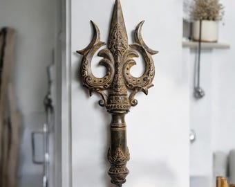 Makara Axe Phurba, Hindu Bronze Sculpture, Room Decor (19 Inch)