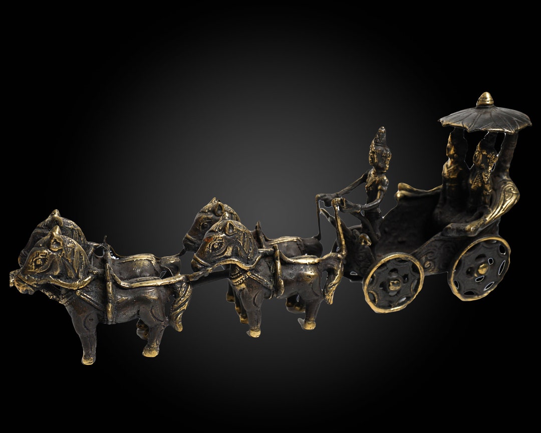 Bronze Rath MASTER PIECE 7 Inch / 17 Cm, Arjuna Rath Chariot, Brass Showpiece ...