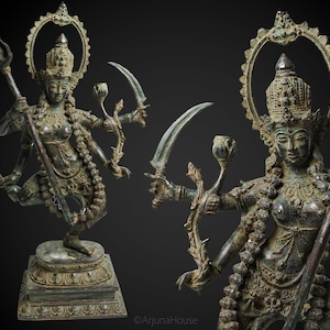 Mahakali 16.5 Inch / 42 cm , Hindu God figurine , Bronze Kali Statue, Goddess Kali Statue, Lord Parvati, Durga , Hindu goddess statue