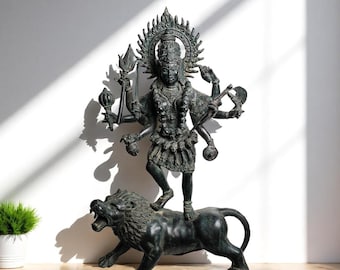 Antique Mahakali 19 Inch (48cm), Hindu God , Kali Statue, Goddess Kali Statue, Parvati, Durga , Hindu goddess statue, Bronze Sculpture