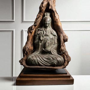 Brązowa figurka Quan Yin, bogini miłosierdzia, dekoracja domu (26 cali / 68 cm)