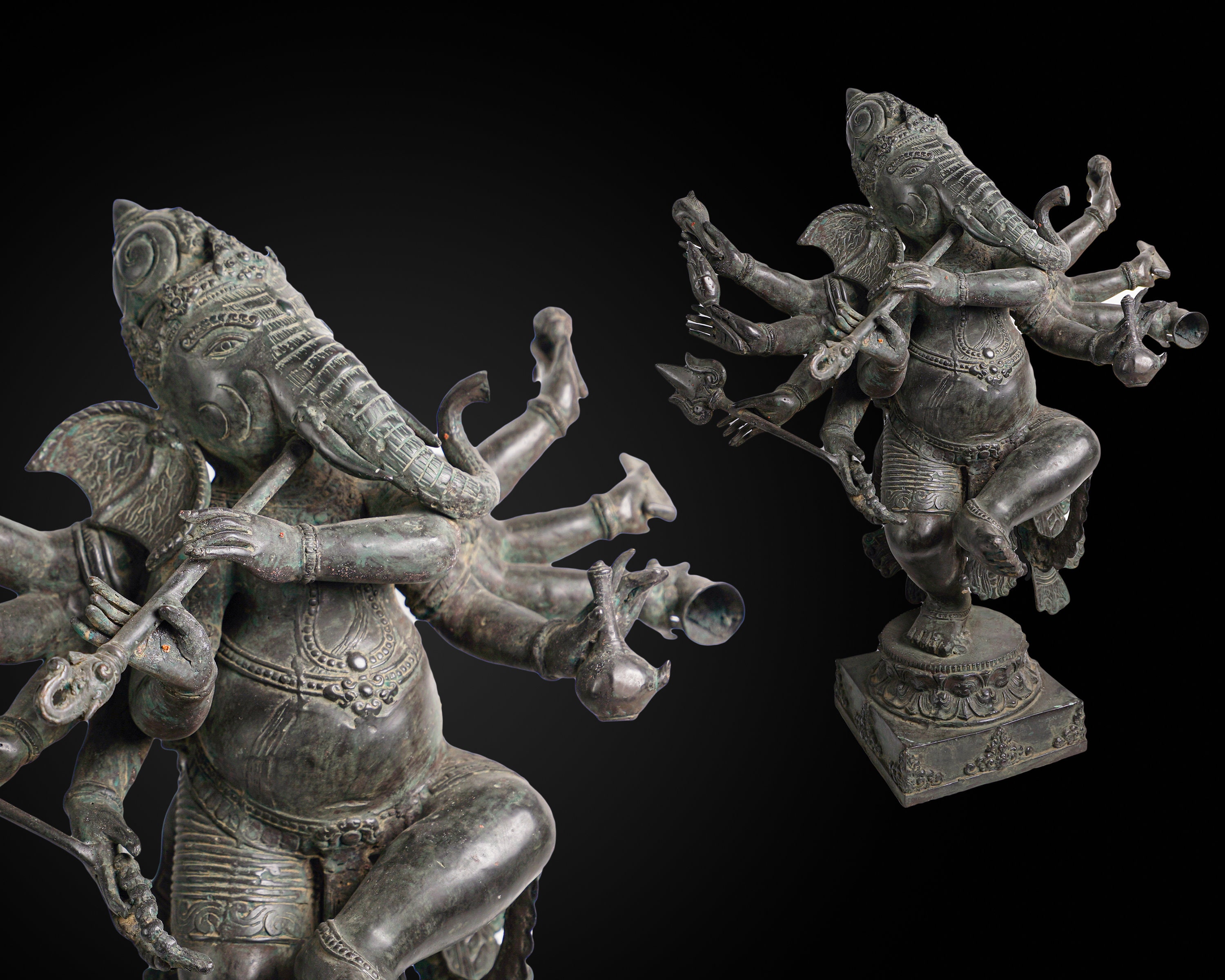 Ganesh Antique Statue 20 Inch / 50 Cm, Dancing Sculpture