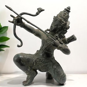 Arjuna statue 12 Inch / 30 cm , Hindu God , Mahadev , Bronze Arjuna statue , Handicrafts statue , Indian God , Hindu God brass