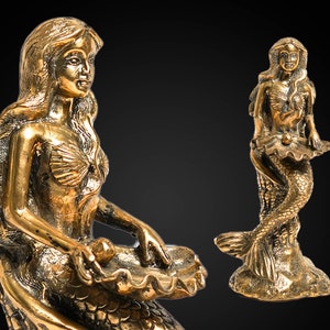 Mermaid Bronze Statue 10.5 Inch / 26 cm, Mermaid Sculpture, Mermaid Figurine, Home Decor, Room Decor, Birthday Decor, Housewarming