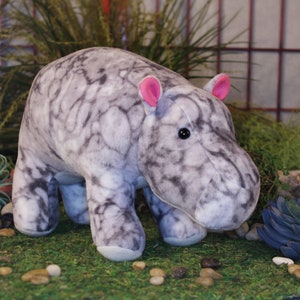 Plush Fleece Hippo &quot;River&quot; Stuffed Animal | Mammal | Handmade | Plushie