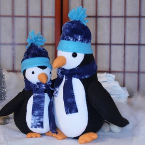 Plush Fleece Penguin Pair &quot;Blizzard and Flurry&quot; Stuffed Animals | Handmade | Plushie