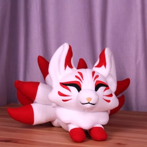 Plush Kitsune Stuffed Animal | Fox | Nine Tails | Mythical | Japanese Folklore | Supernatural | Handmade