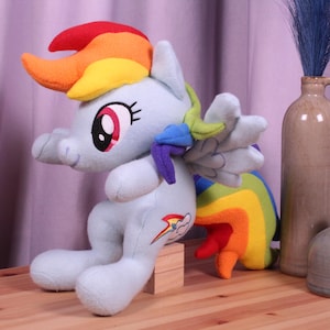 Plush Fleece Pony Stuffed Animal | Nostalgic | Rainbow | Pegasus | Handmade | Plushie