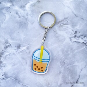 cute boba keychain, gift for bbt lovers, bubble tea and milk tea