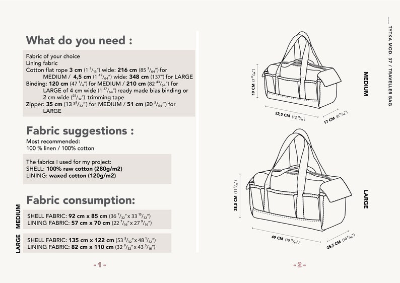 Traveller Bag Canvas Bag Traveller Duffle Sewing Pattern Bag PDF Pattern TWO SIZES image 3