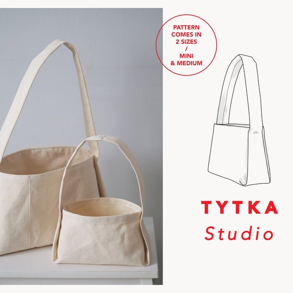 Simple Handbag | Minimalist Bag | Sewing Pattern + Tutorial | Project Bag | 2 sizes: MINI + MEDIUM SIZE