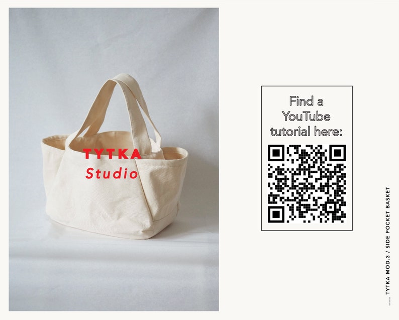 Side Pocket Basket sizes SMALL LARGE Canvas Bag Sewing Pattern Shopping Bag Pattern PDF image 5