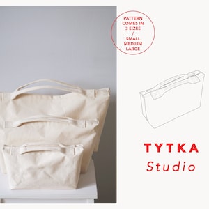 Canvas Tasche | Einfache Tote 3 Größen | Einkaufstasche | Minimalistische Ledertasche | Größen: S M L | PDF-Schnittmuster