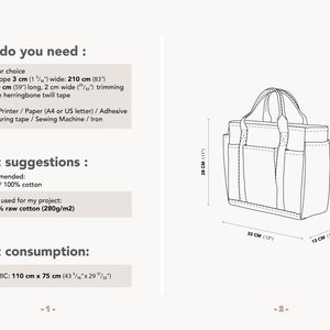 Multi-Pocket Grocery Tote ONE SIZE Sewing Pattern Shopping Bag Pattern PDF image 3