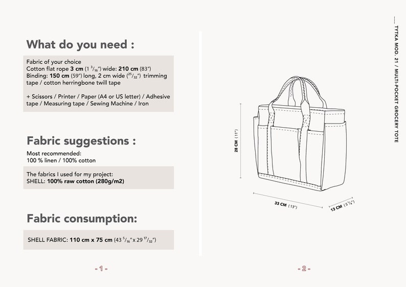 Multi-Pocket Grocery Tote ONE SIZE Sewing Pattern Shopping Bag Pattern PDF image 3